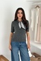 Ribbon Detailed Short Sleeve Soft Textured Knitwear Sweater Aw25Kz0072 - 5