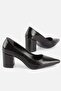 Prestige - Black Crocodile Pattern Block Heeled Shoes - 5