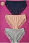 Lacy and Piped Detail 3-Piece Modal Women's Bikini Panties in Navy, Powder, and Blue Colors - 7
