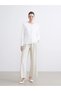 Lcwaikiki classic ecru crew neck embellished women's knit cardigan