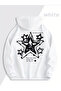 Star Pattern Printed Hoodie - Trendy Lover's Combination Oversize 3 Thread Sweatshirt Set of 2 White - 2