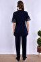 Effortt Navy Blue Maternity Pajama Set with Dressing Gown - 5