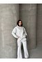 Women's Oversize Printed 3-Yarn Rastered Tracksuit Set - 4