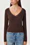 Lace Detailed Knitted Blouse Lub0312 Brown - 3