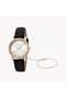 Women's Black Leather Watch, Silver Dial | Es1l046m0035