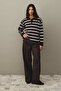 Polo Neck Striped Sweater Plum - 4