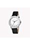 Men's Black Leather Watch, Silver Dial | Es1g021m0045