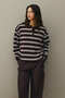 Polo Neck Striped Sweater Plum - 5