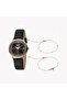 Women's Black Leather Watch, Black Dial | ES1L181L2035
