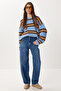 Raw Hem Baggy Jean Lri0022 Dark Blue - 2