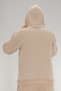 Men's Beige Oversized Hooded Sweatshirt 3 Thread Fleece-Lined Kangaroo Pocket - 8