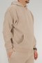 Men's Beige Oversized Hooded Sweatshirt 3 Thread Fleece-Lined Kangaroo Pocket - 6