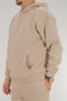 Men's Beige Oversized Hooded Sweatshirt 3 Thread Fleece-Lined Kangaroo Pocket - 7
