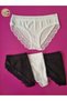 Lacy and Piped Detail 4-Piece Black and White Color Modal Women's Bikini Panties