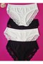 Lacy and Piped Detail 4-Piece Black and White Color Modal Women's Bikini Panties - 3