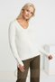 Women's V-Neck Sleeve Buttoned Knitwear Sweater – Ecru - 4