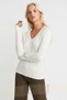 Women's V-Neck Sleeve Buttoned Knitwear Sweater – Ecru - 7