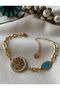 Life Tree and Turquoise Stone Steel Bracelet