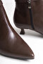 Women's Brown Side Buckle Short Ankle Boots - 3