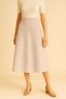Below the Knee Thessaloniki Beige Stone Color Women's Flared Midi Skirt High Waist Gathering Effect Loose Bell Bottom Knee-Length Skirt - 2