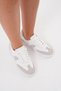 White Gray Flat Sole Lace-Up Women's Sneaker Sports Shoes
