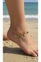 Colorful Stone Seashell Detail Steel Anklet