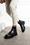Men's Genuine Leather Eva Sole Waterproof Thick Non-Slip Sole Black Boots - 3