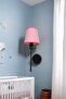 Polen Single Black Painted Children's Room Wall Lamp (with Pink Conical Lamp Shade) - 3