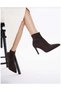 Brown Suede Stretch 8.5 cm Thin Heel Pointed Toe Women's Short Boots - 2
