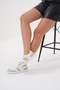 White Gray Flat Sole Lace-Up Women's Sneaker Sports Shoes - 7