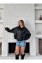 Women's Oversized Leather Jacket – Oversized Relaxed Fit, Zippered Belt Detail Everyday Women's Jacket - 3