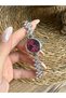Stylish Silver Women's Wristwatch with Round Burgundy Dial and Stone Accents - 3
