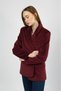 Women's Plush Belted Feather Jacket Burgundy - 7