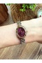 Vintage Gold-Silver Inside Burgundy Women's Wristwatch