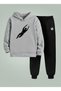 Boy's Hooded Set Ziplayan Goalkeeper B Printed 3 Yarn Şa Fleece-Lined Weatshirt - Tracksuit Set