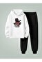Children Hooded Set Looking Good Printed 3 Thread Ş Fleece-Lined Sweatshirt - Tracksuit Set