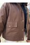 Brown Paneled Velvet Collared Jacket - 7