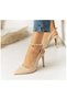 Beige Snake Skin 10.5cm Pointed Toe Stiletto Thin Heels Women Shoes