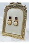 Cream Stone Gold Geometric Earrings – the Modern Take on Vintage Elegance |   Special Boxed - 7