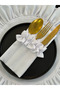 4-Piece Ivory Linen Frilly Cutlery Cover