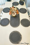 Jute, American Dinnerware Set, 6 Plates, 1 Bread Basket, 1 Runner, Plate Mat, Runner, Plate Set, Lux Presentation