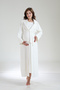 Women's Ecru Jacquard Shawl Collar Full Length Winter Long Sleeve Special Design Maternity Nightgown Nightdress Set - 6