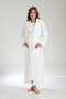 Women's Ecru Jacquard Shawl Collar Full Length Winter Long Sleeve Special Design Maternity Nightgown Nightdress Set - 5