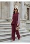 Merina Double Hijab Set – Burgundy with Striped Shirt Detail