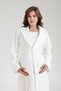 Women's Ecru Jacquard Shawl Collar Full Length Winter Long Sleeve Special Design Maternity Nightgown Nightdress Set - 2