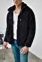Premium Men's Velvet Pocket Detailed Black Plush Coat Ls-86076 - 3