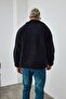 Premium Men's Velvet Pocket Detailed Black Plush Coat Ls-86076 - 5