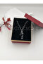 Steel Women's Necklace Stainless Silver Color Black Moon Stone 45 cm Antiallergic with Gift Box
