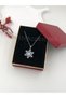 Steel Women's Necklace Stainless Silver Color Snowflake Stone 45 cm Antiallergic with Gift Box - 2