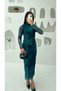 Buy Draped Half Turtleneck Long Sleeve Lined Tulle Dress